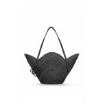 Womens Loewe Basket BagFree Shipping - Black Petal In Raffia And Calfskin