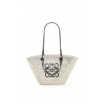 Loewe Basket BagClearance - Natural Beige / Silver Womens Sparkling Anagram In Iraca Palm And Calfskin