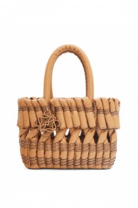 Loewe Basket Bag In- Warm Desert Brown Womens Small Tubular In Nappa Lambskin