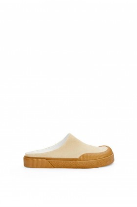 Womens Loewe FlatsOnline Gratis Verzending - Goud Gevulkaniseerde Sneakermule In Suede