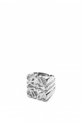 Kopen Womens Loewe Ring Goedkope - Zilver Pavé Anagram Chevaliere In Sterling Zilver